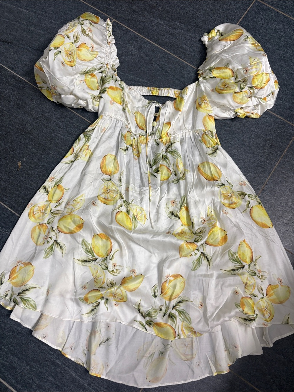 🍋 NWT For Love & Lemons White seraphina Lemon Print Mini Dress